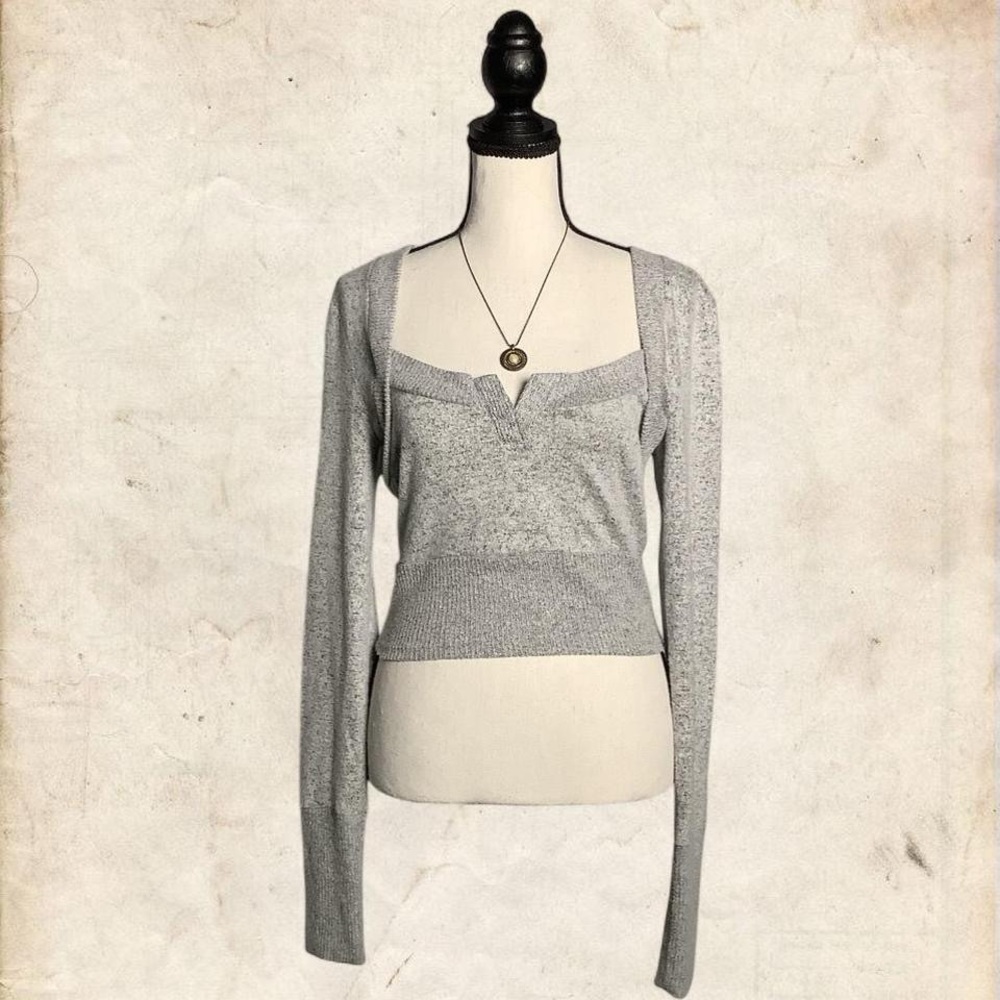 Urban Outfitters Light Gray Long Sleeve Knit Top